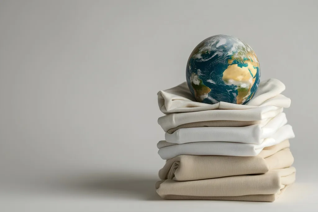 globo em cima de vários tecidos dobrados